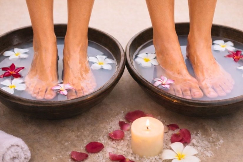 Masáž pro páry s koupelí nohou